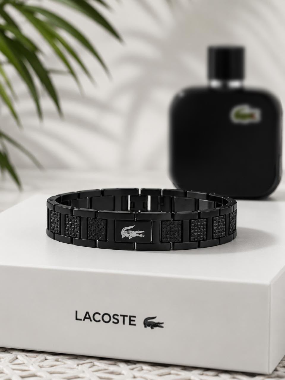 Lacoste Magnetic Stainless Steel Link Bracelet (Black)