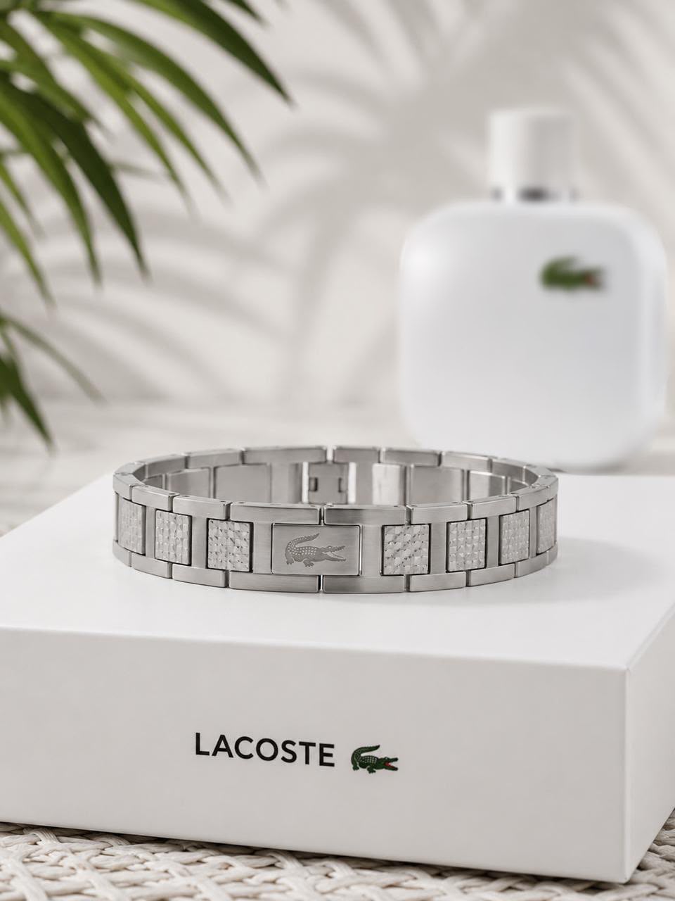 Lacoste Magnetic Stainless Steel Link Bracelet (Silver)