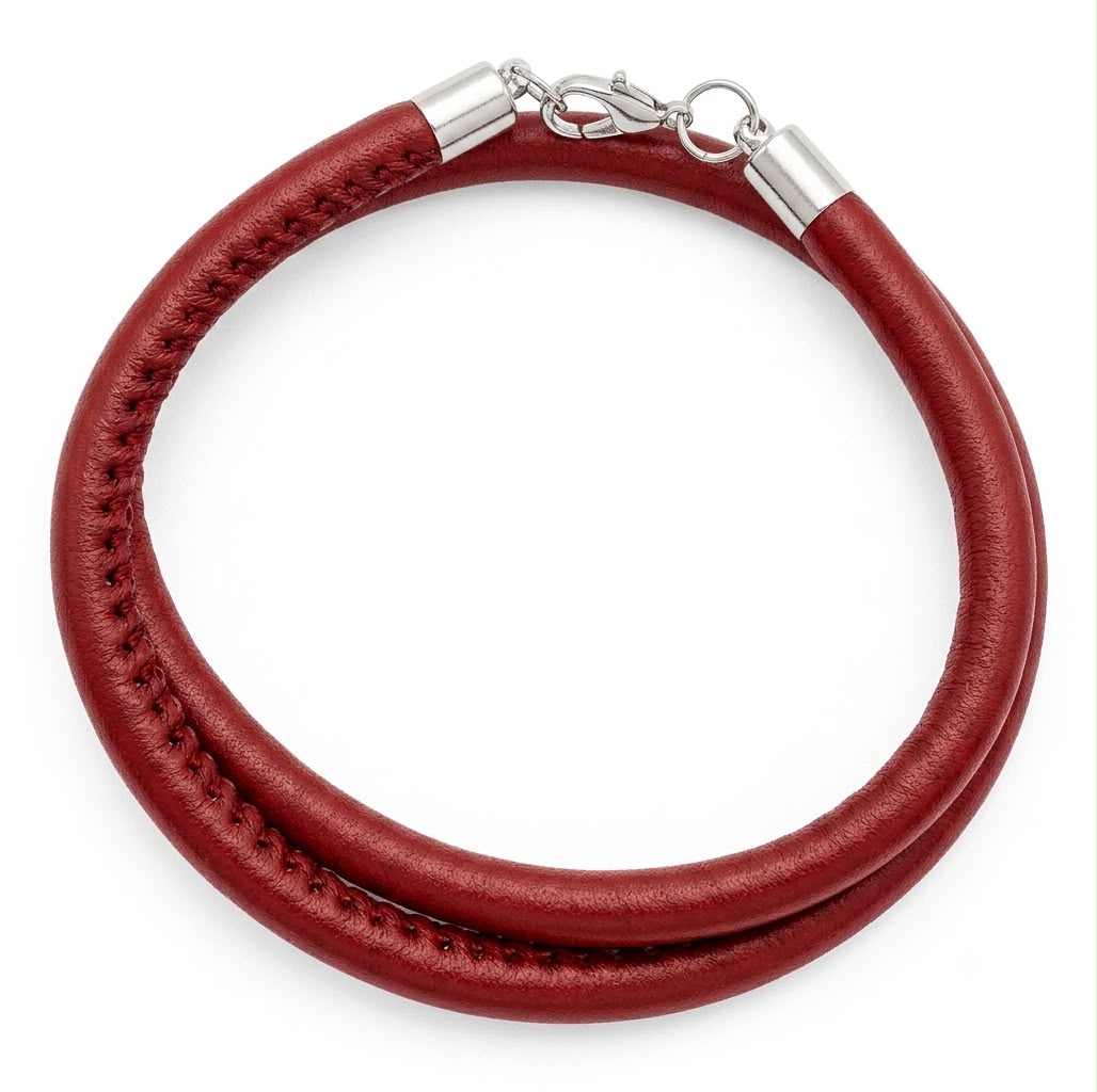 LV-Inspired Premium Leather Double Wrap Bracelet (Red)
