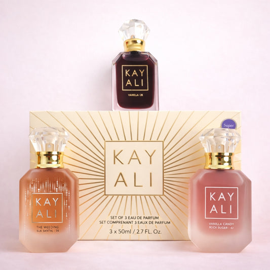Kayali Sweet Obsessions 3 Mini Perfume 50ML Set Vanilla, Vanilla Candy, The Wedding Silk