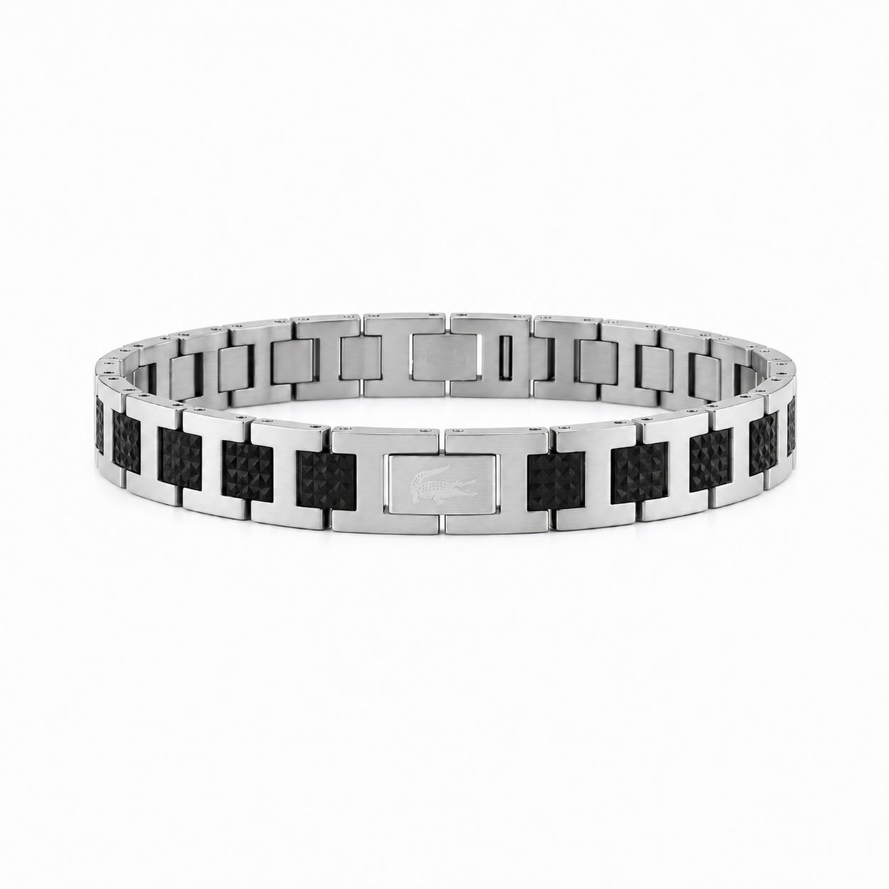Lacoste Magnetic Stainless Steel Link Bracelet (Black & Silver)