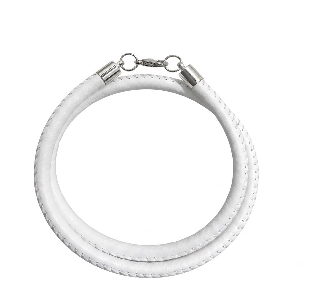 LV-Inspired Premium Leather Double Wrap Bracelet (White)