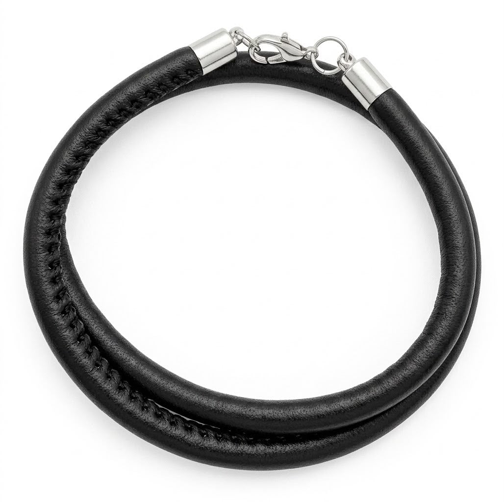 LV-Inspired Premium Leather Double Wrap Bracelet (Black)