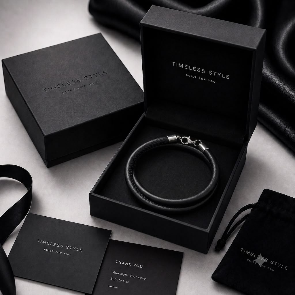 LV-Inspired Premium Leather Double Wrap Bracelet (Black)