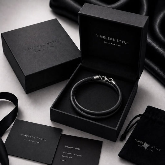LV-Inspired Premium Leather Double Wrap Bracelet (Black)