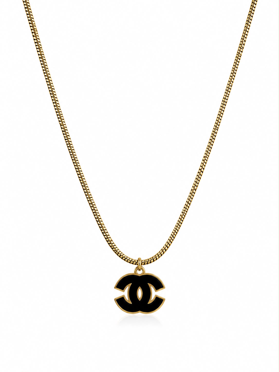 Chanel-Inspired Iconic Black & Gold Pendant Chain
