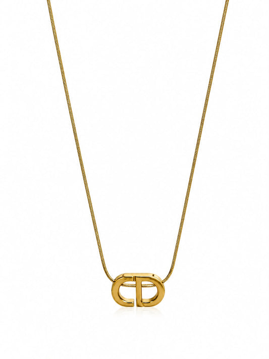 CD-Inspired Iconic Black & Gold Pendant Chain