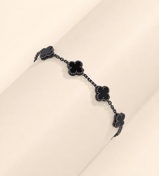 Van Cleef-Inspired All-Black Alhambra Motif Bracelet